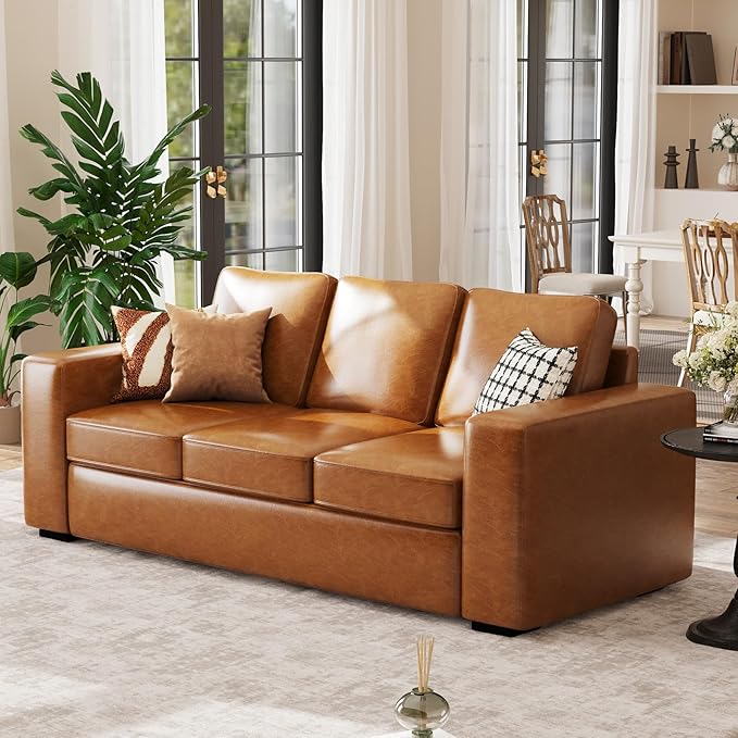 ABCASA Loveseat Set of 2, Living Room Furniture Set, Oversized Faxu Leather Sofa