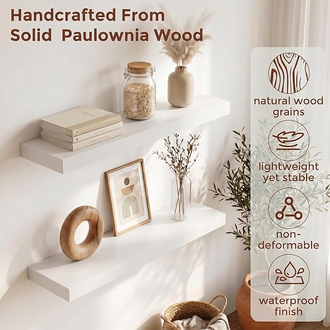 fuqing White Floating Shelves | 24 Inch Wood Floating Shelves