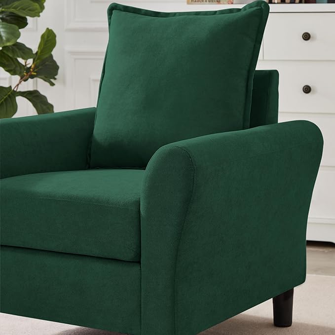 Mid-Century Accent Chair, Modern Linen Fabric Armchair