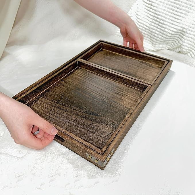 3-Piece Wooden Serving Tray Set