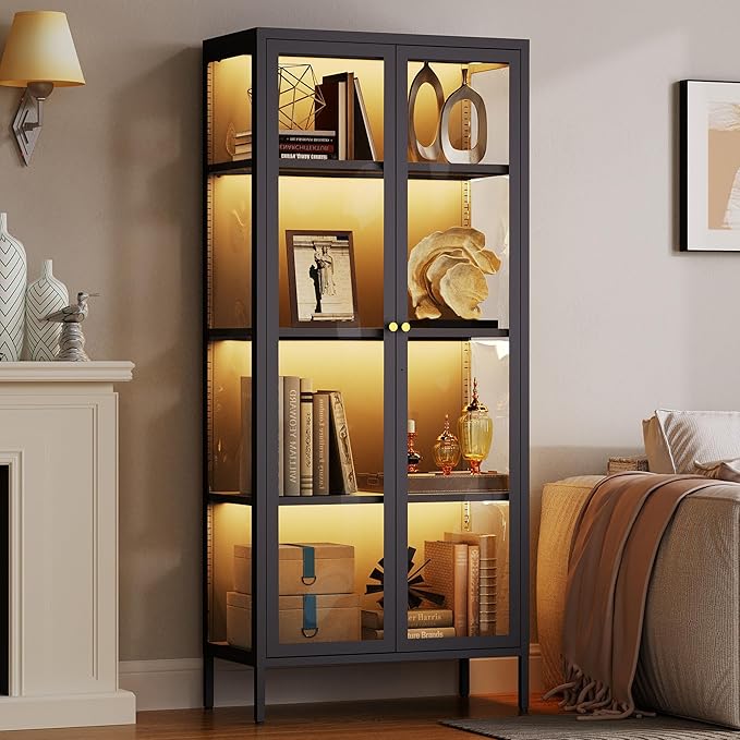 4-Tier Glass Display Cabinet