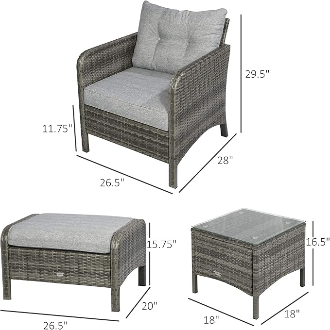 Outsunny 5 Pieces Rattan Wicker Lounge Chair Outdoor Patio Conversation Set