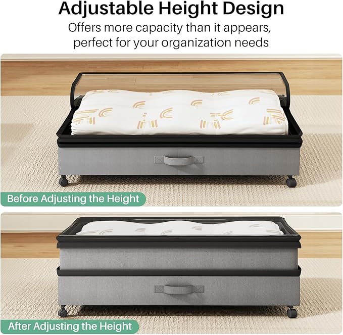 Kitstorack 4 Pack Height-adjustable Under Bed Storage