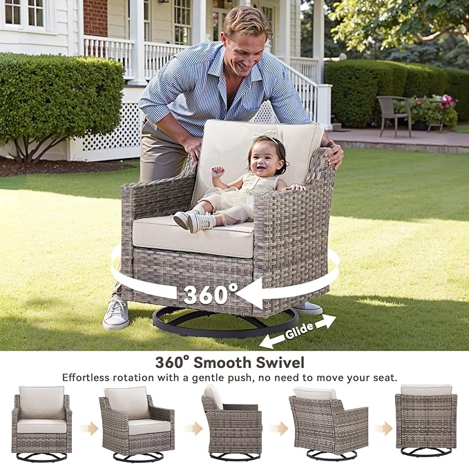 Outdoor Patio Furniture Set-7 Pieces All-Weather Wicker Outdoor Furniture