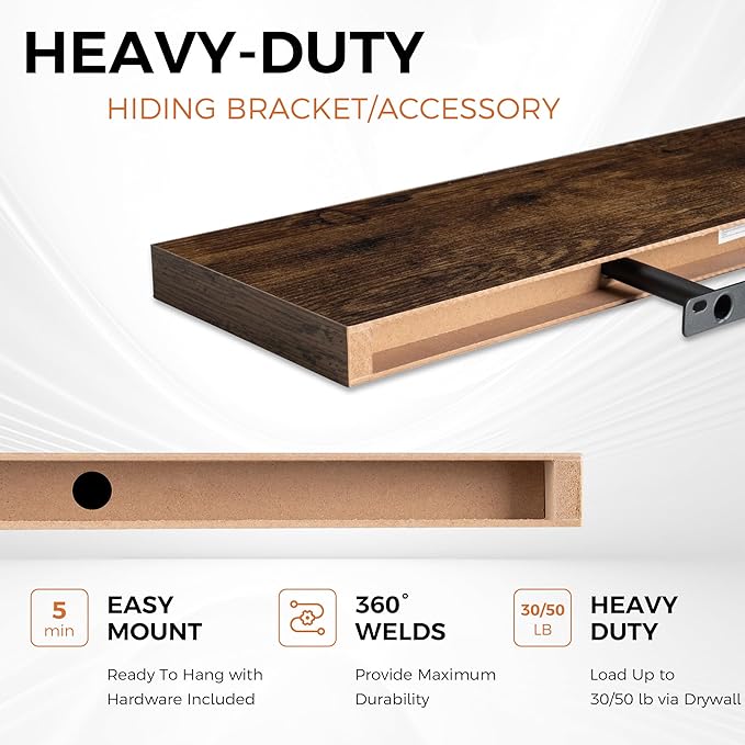 36Inch Floating Shelves for Wall 2 Pack Wood Shelves for Kitchen, Bedroom Wall