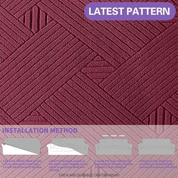 ZNSAYOTX Super Stretch Couch Cover, New Striped Sofa Covers Fitted Slipcovers