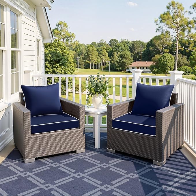 MIULEE Navy Outdoor Seat Cushion 22x24 Inch Waterproof & 3 Year Fade Resistant