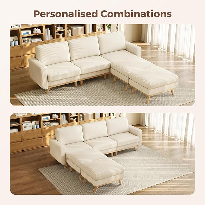 Vesgantti 97" Modular Sectional Sofa Beige, U-Shaped Couch