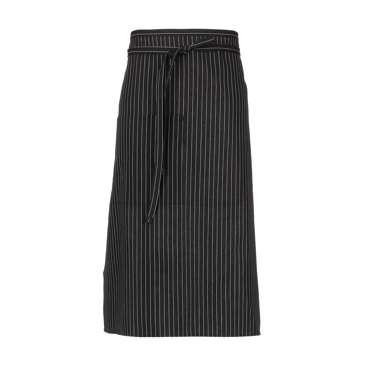 Chef Works Unisex Bistro Chef Apron, Black/White Pinstripe, One Size