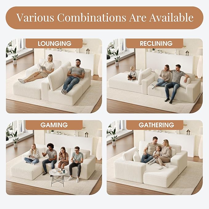 GRUSIGN 107'' Cloud Sectional Boneless Couches