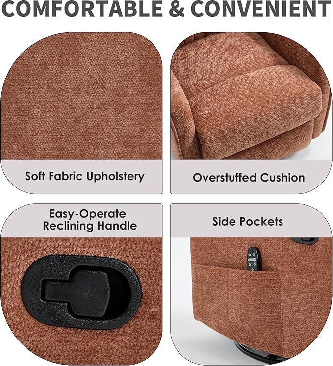 Trustyue Swivel Rocker Recliner Chair, 360° Swivel Recliner