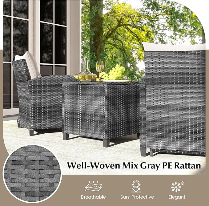 Tangkula 5 Pieces Patio Conversation Set, PE Wicker Rattan Outdoor Furniture Set