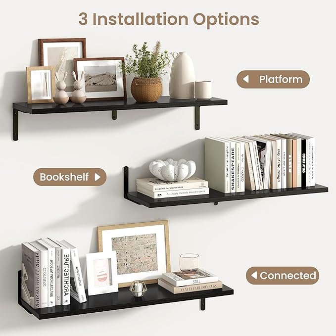 Fun Memories Deep Floating Shelves, 32W x 8D Floating Shelves Set of 2
