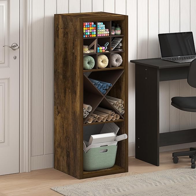 Furinno Cubicle Book Shelf, 3-Cube Bookshelf, Extra Thick Frame Horizontally &