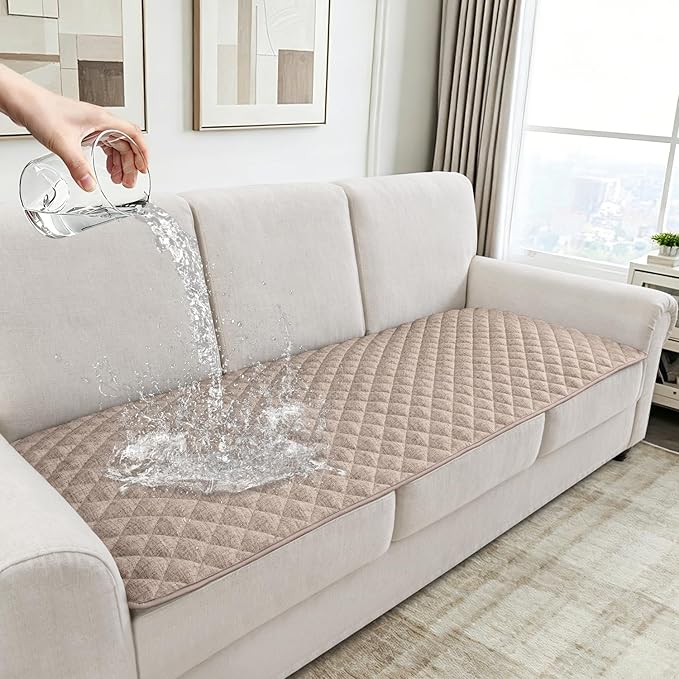 Dog Couch Cover for Sofa 100% Waterproof Faux Linen Sofa Covers for 3 Cushion