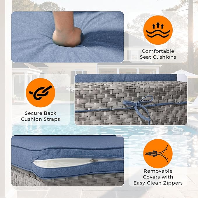 6-Seat Modular Patio Furniture Set – Outdoor Wicker Sectional Sofa