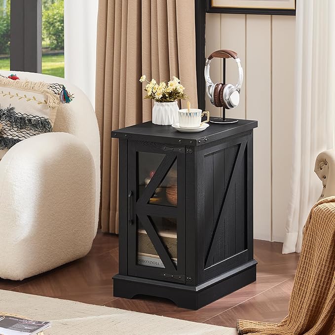 Joaxswe Narrow Night Stand for Small Spaces, Farmhouse Side End Table
