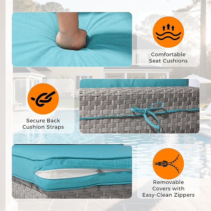 6-Seat Modular Patio Furniture Set – Outdoor Wicker Sectional Sofa