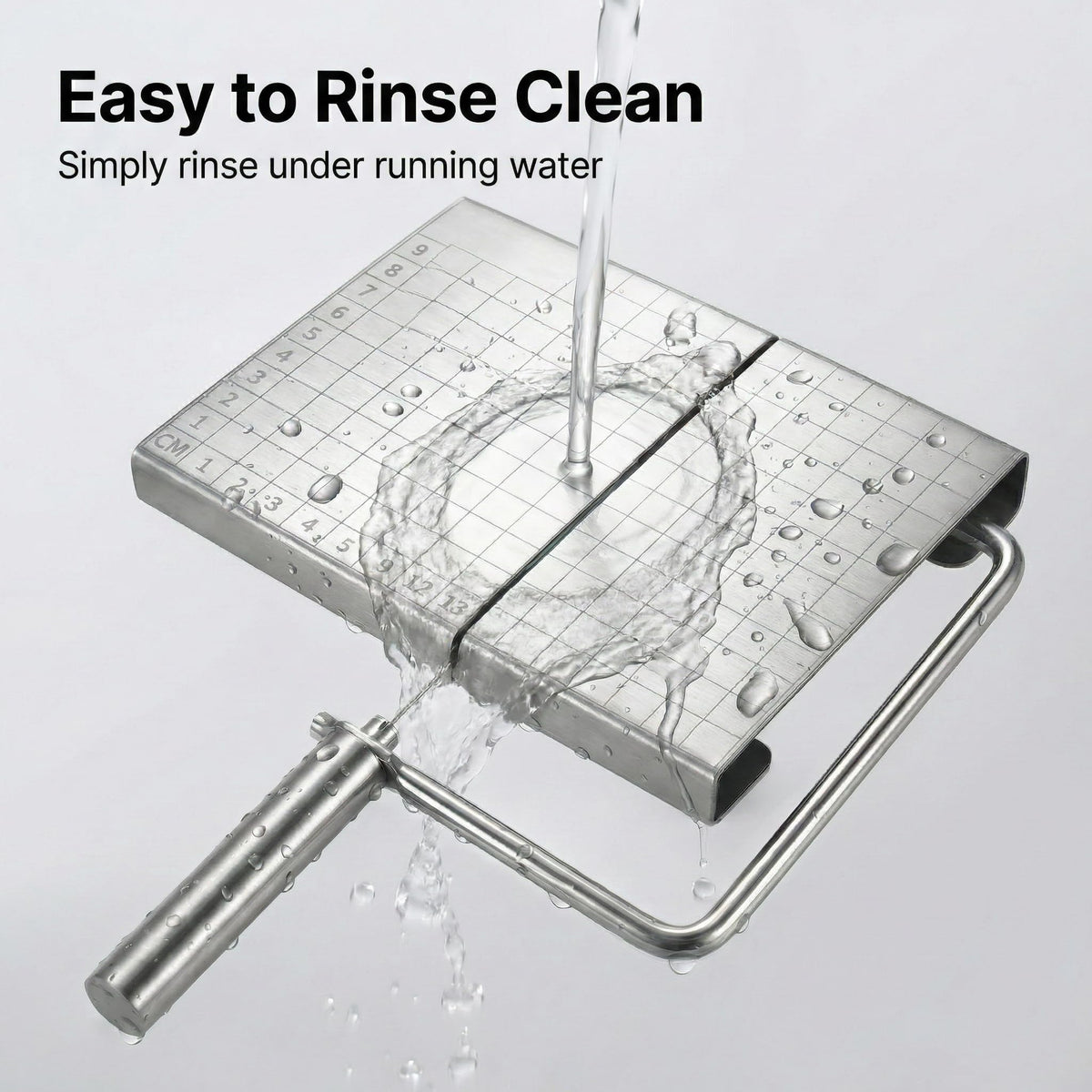 Cheese Slicer Board with Wire, Stainless Steel Cheese Cutter with Measuring Grid, Adjustable Thickness for Cheese & Butter, Includes 5 Replacement Wires