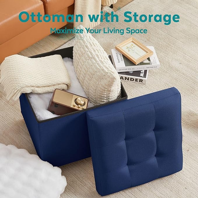 BRIAN & DANY Ottoman with Storage, Square Storage Ottoman