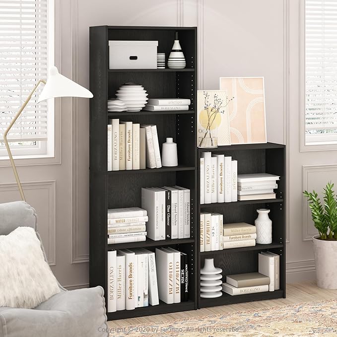 Furinno Jaya Book Shelf, 5-Tier Bookshelf, Bookcase