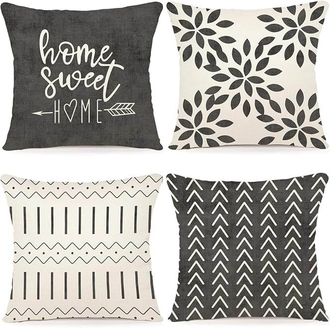 YCOLL Pillow Covers 16x16 Set of 4, Modern Sofa Throw Pillow Cover, Decorative