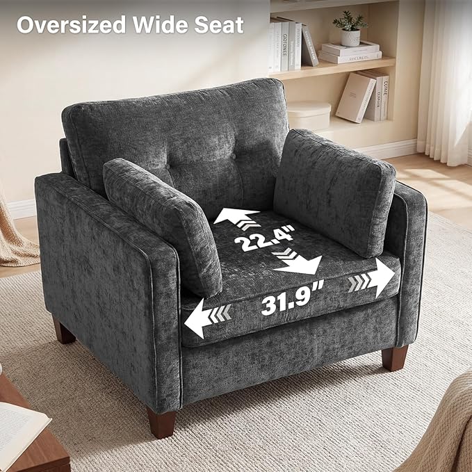 Luxury Oversized Accent Chair, 40.9" Upholstered Piping Single Armchairs