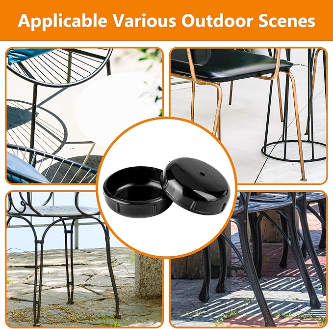 24-Pack Wrought Iron Patio Furniture Feet Caps 1-1/2 Inch Plastic Outdoor Patio