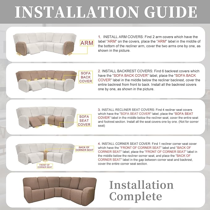 100% Waterproof Sectional Recliner Couch Covers