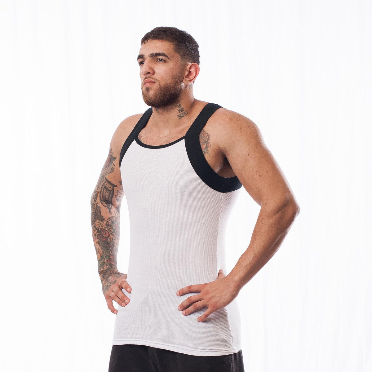 Different Touch Men's G-Unit Style Tank Tops Square Cut Muscle Ribbed Underwear Shirts (M, 6 Pack (Assorted))