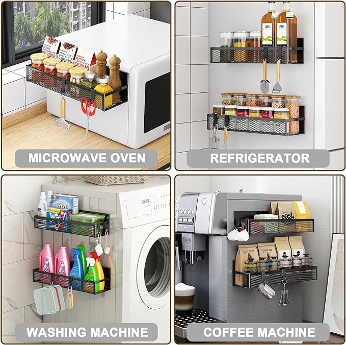 Aufworld Magnetic Spice Rack for Refrigerator, 2 Pack Magnetic Shelf, Fridge