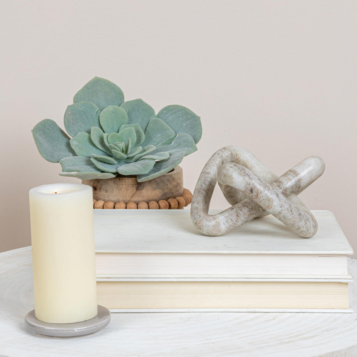 Creative Co-Op Modern Decorative Marble Link Knot, Beige