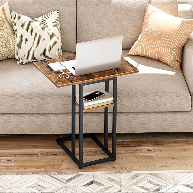 HOOBRO Foldable C Shaped End Table, C Shaped Side Table