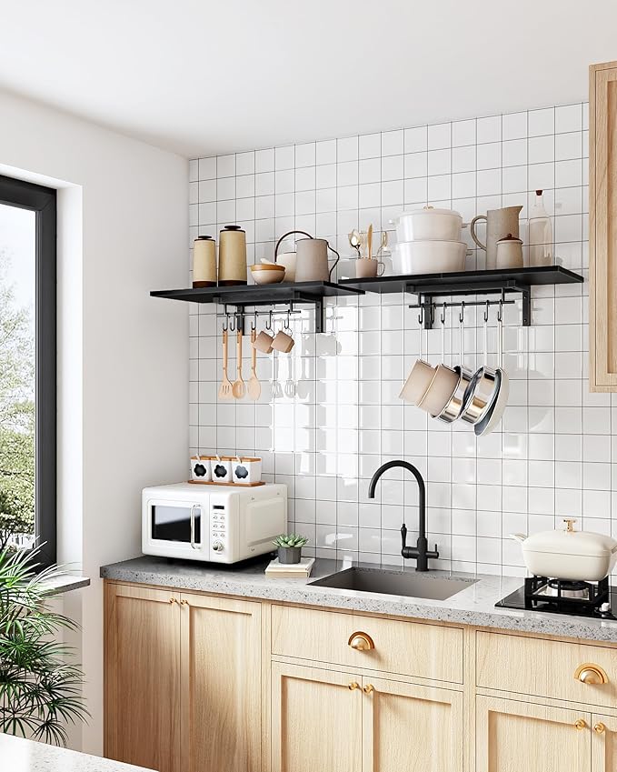 CHOEZON Wall-Mounted Pot Racks, Floating Shelves, Wall Shelves, Vintage Pot