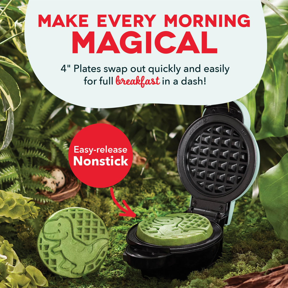 Dash MultiMaker® Mini System - Compact Waffle Maker for Family Breakfasts - Removable Griddle Plates & nonstick surface - 6 Plates - Aqua
