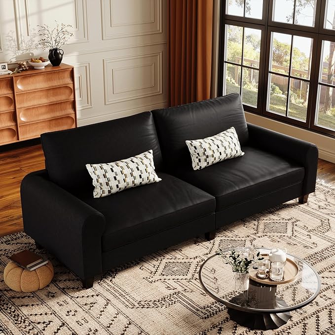 EASE MOOSE 88.5" Large Seat Faux Leather Loveseat Sofa, Waterproof and