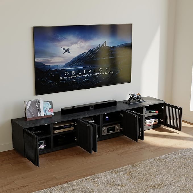 POVISON Full Assembled Mid Century Modern TV Stand, Entertainment Center