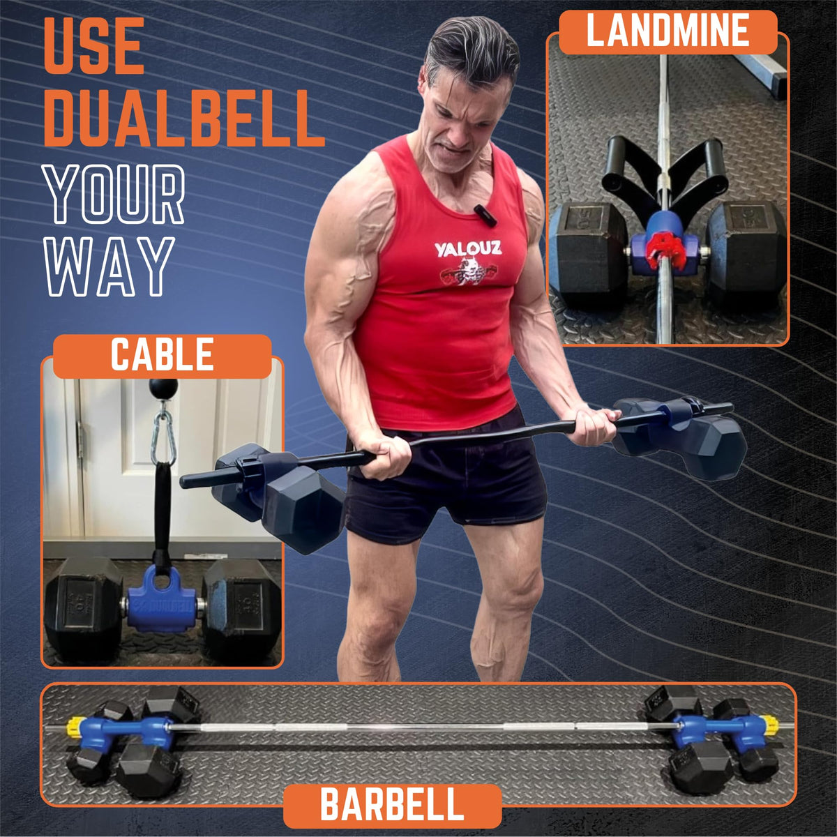Dualbell Pair- Connect Dumbbells to Barbell (Black)