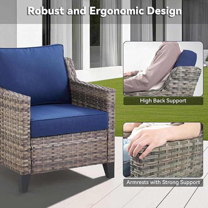 3 Pieces Patio Furniture Sets-Outdoor PE Rattan Wicker Chairs
