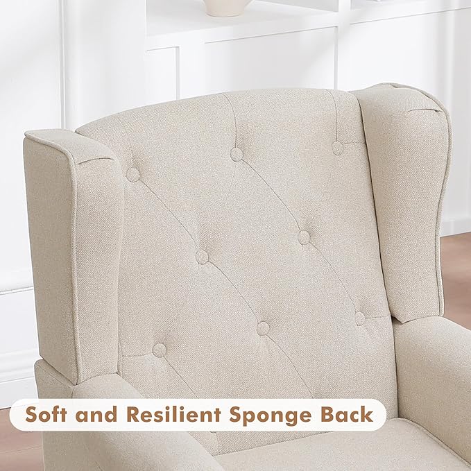 Accent Chair for Living Room, Mid Century Modern Upholstered Armchair, Wingback
