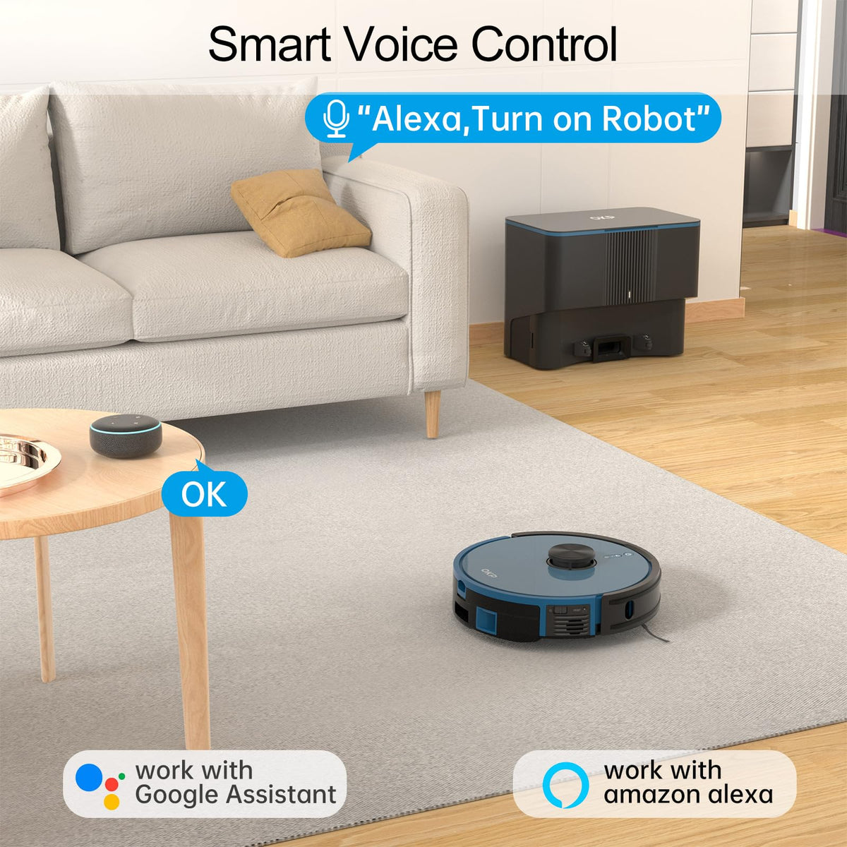 OKP Robot Vacuum L3, 4000Pa Suction, 200min Runtime, 90-Day Self-Emptying Dock, Lidar Navigation, Silent 52dB, WiFi/App/Alexa Control, Smart Home Mapping Robotic Vacuum for Pet Hair, Carpet, Floors