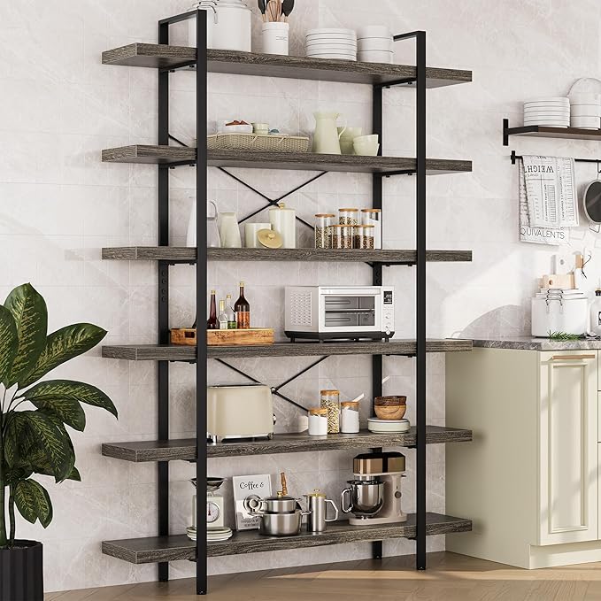 OtterOasis Bookshelf Set, Heavy Duty 6-Tier Industrial Bookcase, 120lbs Shelf