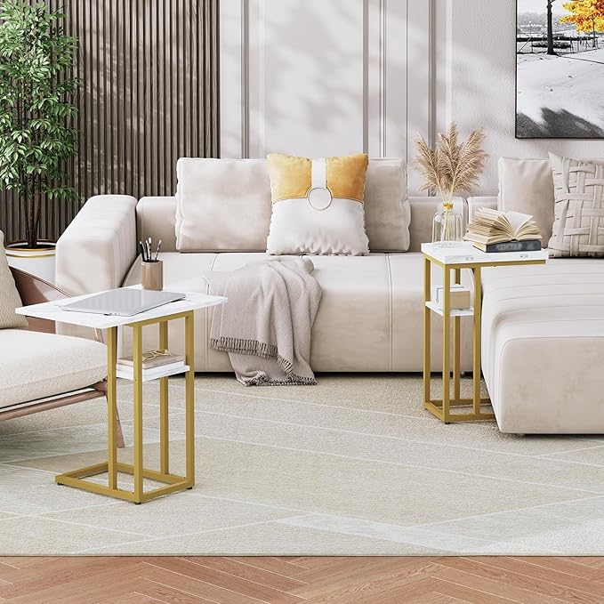 HOOBRO Foldable C Shaped End Table, C Shaped Side Table