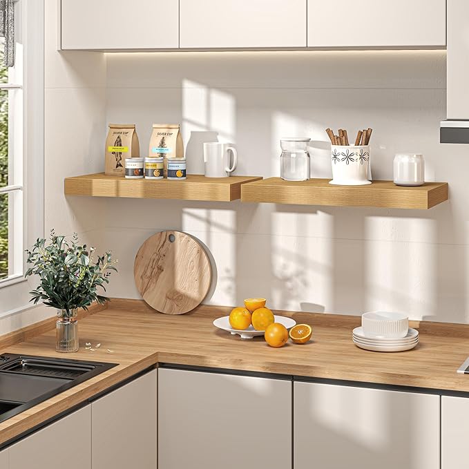 Oak Floating Shelves 48Inch Long, 12 Inch Deep Floating Shelves