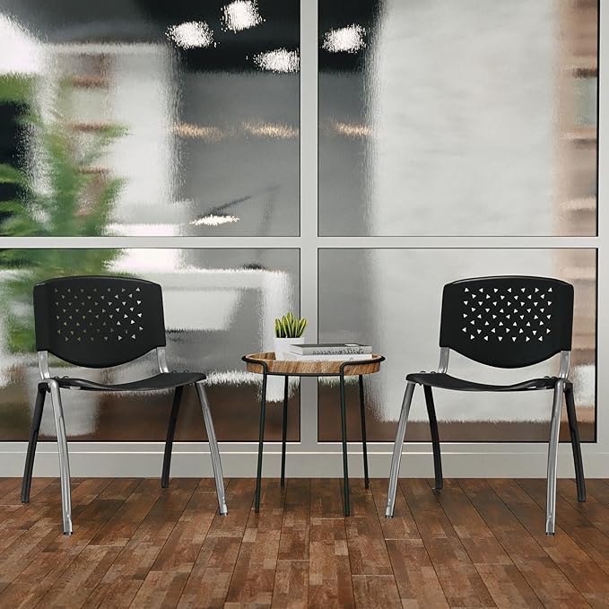 Flash Furniture HERCULES Series 880 lb. Capacity Black Plastic Stack Chair
