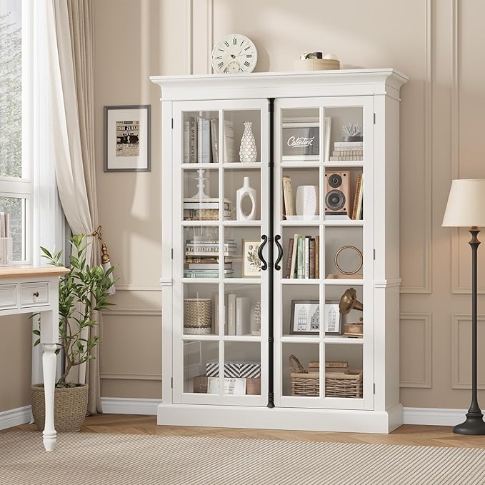 QUW Modern 65" Display Cabinet, 5-Tier Bookcase