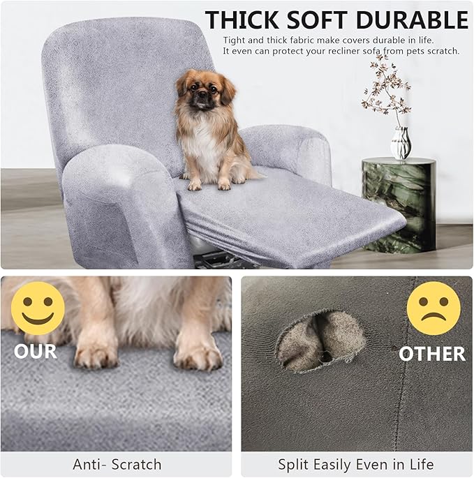 ANARACHON Recliner Chair Covers Leather Like, 4 Pieces Recliner Cover