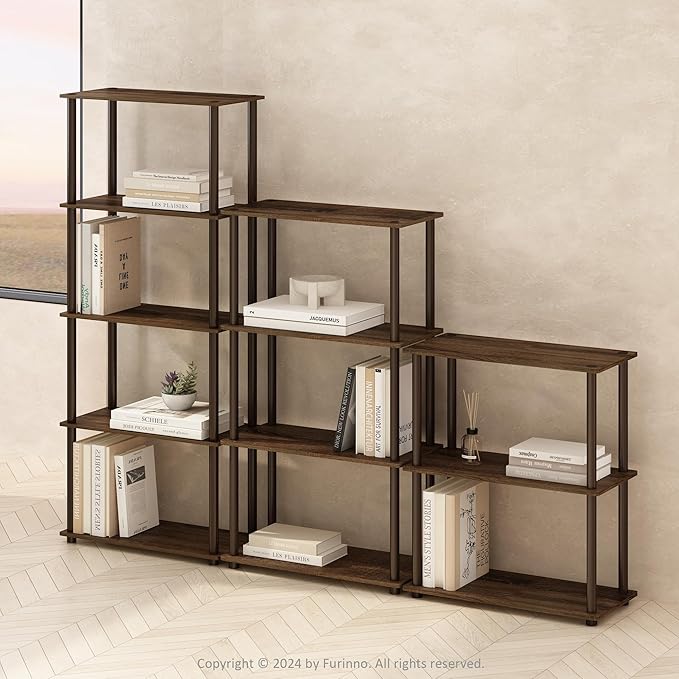 Furinno Turn-N-Tube Book Shelf, 3-Tier Bookshelf, Bookcase
