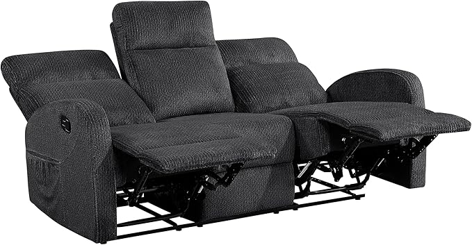 Lexicon Manual Reclining Sofa, Textured Microfiber Recliner Sofa, Wall Hugger
