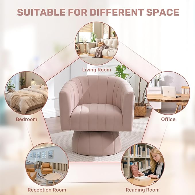 Swivel Accent Barrel Chair, Cute Comfy Small Round 360° Arm Chair. Velvet Sofa